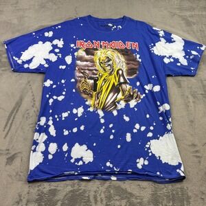 Iron Maiden Mens T Shirt Size XL Short Sleeve Skull Punk Band Graphic Tie Die